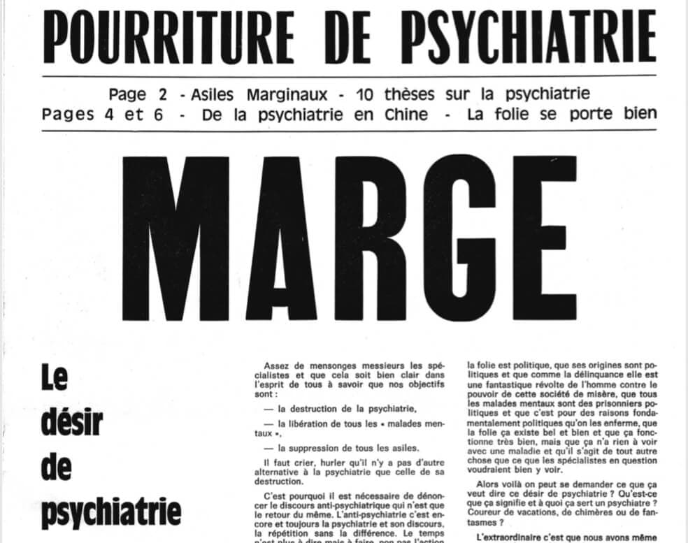 Texte constitutif du réseau européen « Alternative à la psychiatrie », MARGE #6, 1975