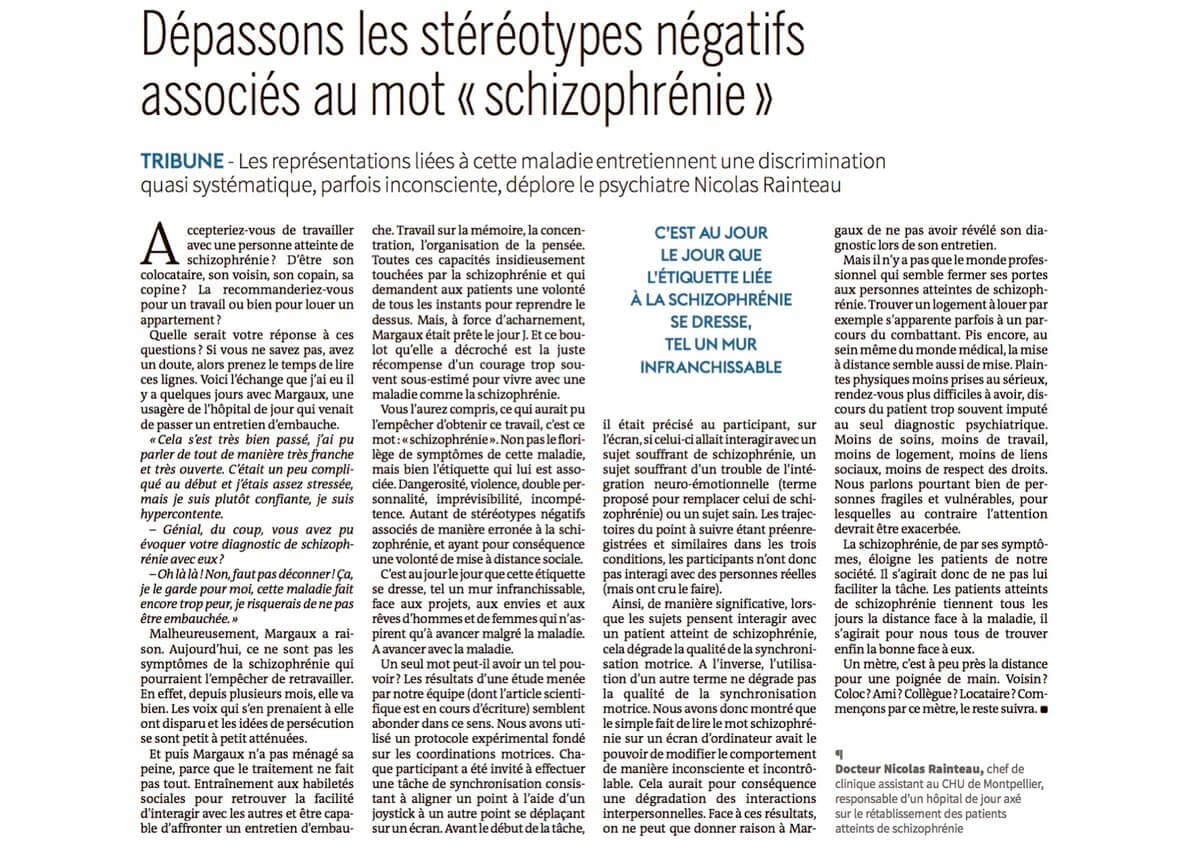 « Un mètre pour la schizophrénie », Nicolas Rainteau